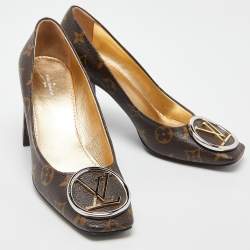 Louis Vuitton Monogram Canvas Madeleine Block Heel Pumps Size 38.5