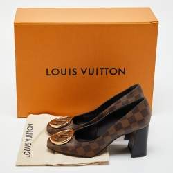 Louis Vuitton Brown Damier Ebene Canvas Madeleine Block Heel Pumps Size 38