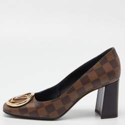 Louis Vuitton Brown Damier Ebene Canvas Madeleine Block Heel Pumps Size 38