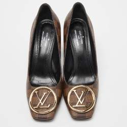 Louis Vuitton Brown Damier Ebene Canvas Madeleine Block Heel Pumps Size 38