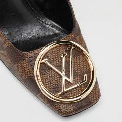 Louis Vuitton Brown Damier Ebene Canvas Madeleine Block Heel Pumps Size 38