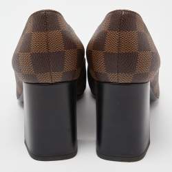 Louis Vuitton Brown Damier Ebene Canvas Madeleine Block Heel Pumps Size 38