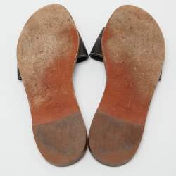 مملوكة مسبقًا Louis Vuitton Black Leather Lock It Flat Slides Size 38