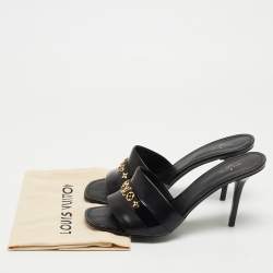 Louis Vuitton Black Leather Slide Sandals Size 41