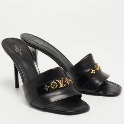 Louis Vuitton Black Leather Slide Sandals Size 41