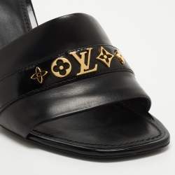 Louis Vuitton Black Leather Slide Sandals Size 41