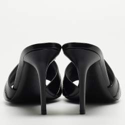Louis Vuitton Black Leather Slide Sandals Size 41