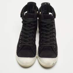 Louis Vuitton Black Laser Cut Suede High Top Sneakers Size 37