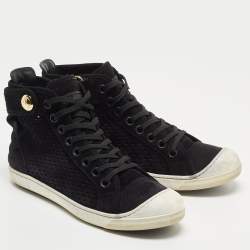 Louis Vuitton Black Laser Cut Suede High Top Sneakers Size 37