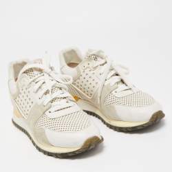 Louis Vuitton White/Grey Canvas and Suede Run Away Sneakers Size  37