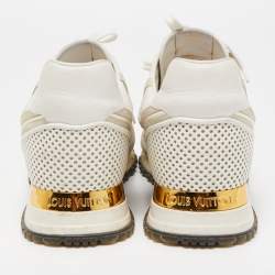 Louis Vuitton White/Grey Canvas and Suede Run Away Sneakers Size  37