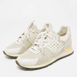Louis Vuitton White/Grey Canvas and Suede Run Away Sneakers Size  37