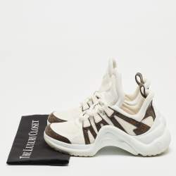 Louis Vuitton White Mesh and Monogram Canvas Archlight Sneakers Size 39