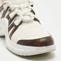 Louis Vuitton White Mesh and Monogram Canvas Archlight Sneakers Size 39
