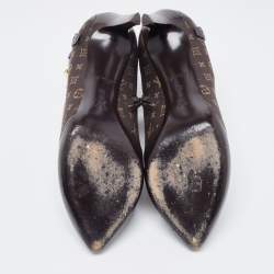 Pre Owned Louis Vuitton Brown Monogram Canvas and Leather Booties Size 38