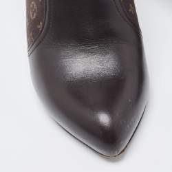 Pre Owned Louis Vuitton Brown Monogram Canvas and Leather Booties Size 38