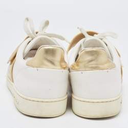 Louis Vuitton White/Gold Leather Frontrow Sneakers Size 41