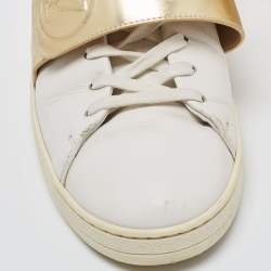 Louis Vuitton White/Gold Leather Frontrow Sneakers Size 41