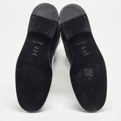 Pre Owned Louis Vuitton Black/Brown Monogram Leather Knee Length Boots Size 40.5