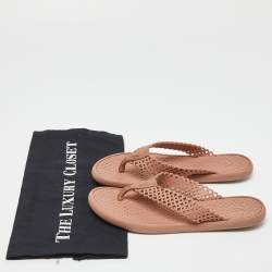 Pre Owned Louis Vuitton Beige Rubber Thong Flat Slides Size 37