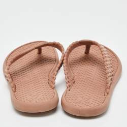 Pre Owned Louis Vuitton Beige Rubber Thong Flat Slides Size 37