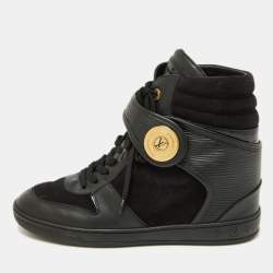 Louis Vuitton Black Suede and Leather High Top Sneakers Size 39