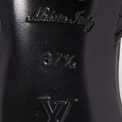 Pre Owned Louis Vuitton Black Leather and Monogram Canvas Silhouette Sandals Size 37.5