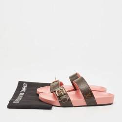 Louis Vuitton Brown Monogram Canvas Buckle Bom Dia Slides Size 39.5