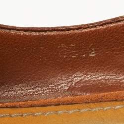 Pre Owned Louis Vuitton Brown Leather Wedge Platform Espadrille Slingback Sandals Size 39.5