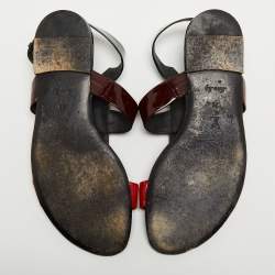 Pre Owned Louis Vuitton Red/Black Ombre Patent Leather Flat Sandals Size 39