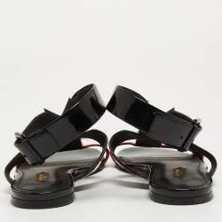 Pre Owned Louis Vuitton Red/Black Ombre Patent Leather Flat Sandals Size 39