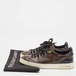Louis Vuitton Brown/Black Monogram Canvas and Patent Leather Frontrow Sneakers Size 35