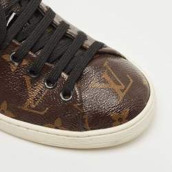 Louis Vuitton Brown/Black Monogram Canvas and Patent Leather Frontrow Sneakers Size 35
