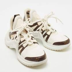 Louis Vuitton White Mesh and Monogram Canvas Archlight Sneakers Size 38.5 