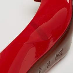 Pre Owned Louis Vuitton Red Patent Leather Dice Pumps Size 37.5