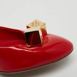 Pre Owned Louis Vuitton Red Patent Leather Dice Pumps Size 37.5