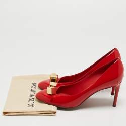 Pre Owned Louis Vuitton Red Patent Leather Dice Pumps Size 37.5