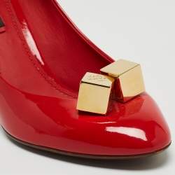 Pre Owned Louis Vuitton Red Patent Leather Dice Pumps Size 37.5