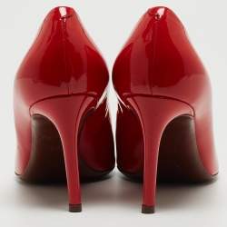 Pre Owned Louis Vuitton Red Patent Leather Dice Pumps Size 37.5