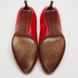 Pre Owned Louis Vuitton Red Patent Leather Dice Pumps Size 37.5