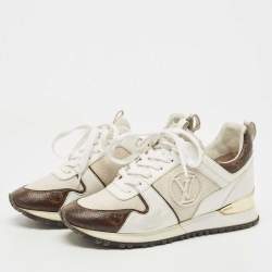 Louis Vuitton White Leather, Mesh and Monogram Canvas Run Away Sneakers Size 37.5