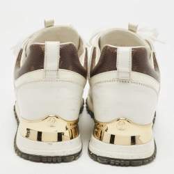 Louis Vuitton White Leather, Mesh and Monogram Canvas Run Away Sneakers Size 37.5