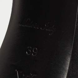 Pre Owned Louis Vuitton Black Suede Platform Ankle Strap Sandals Size 39