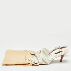 Pre Owned Louis Vuitton White Patent Leather Slide Sandals Size 37