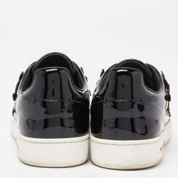 Louis Vuitton Black Patent Leather Blossom Floral Embellished Frontrow Sneakers Size 36