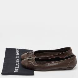 Pre Owned Louis Vuitton Brown Leather Oxford Ballet Flats Size 40