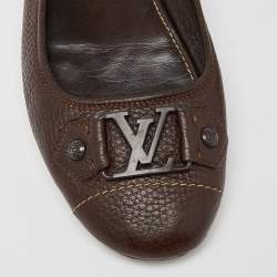 Pre Owned Louis Vuitton Brown Leather Oxford Ballet Flats Size 40