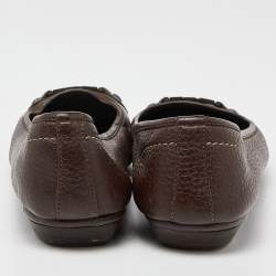 Pre Owned Louis Vuitton Brown Leather Oxford Ballet Flats Size 40
