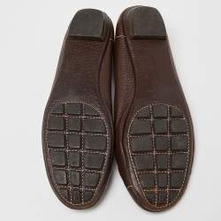 Pre Owned Louis Vuitton Brown Leather Oxford Ballet Flats Size 40