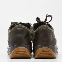 Louis Vuitton Army Green Leather and Monogram Canvas Mini Lin Sneakers Size 40.5